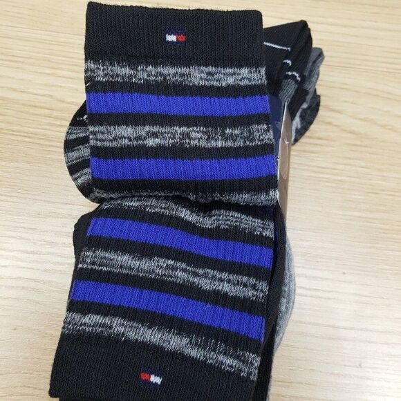 TOMMY HILFIGER Mens Crew Socks Gray Black 4-Pack Performance Logo - Picture 4 of 6